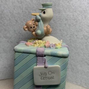Vintage Precious Moments Trinket Box For New Baby - Joy On Arrival 1999